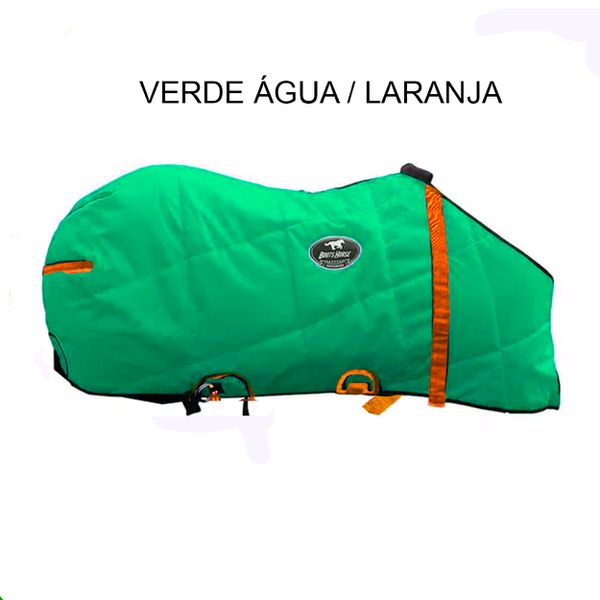 Capa de Frio Boots Horse Forrada Simples - Verde Água / Laranja