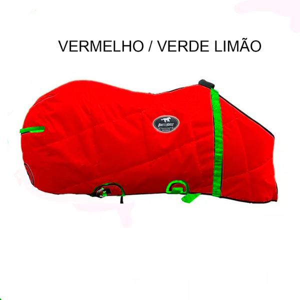 Capa de Frio Boots Horse Forrada Simples - Vermelho / Verde Limão