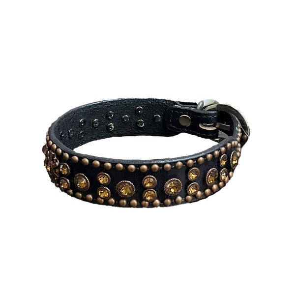 Coleira Para Cachorro Larga Master - LARGA COM STRASS/CRAVINHOS MARGARIDA 