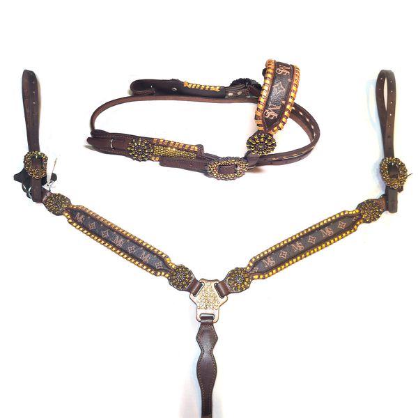 Conjunto Cabeçada Peiteira Vitton Tento Dourado - Master Selas