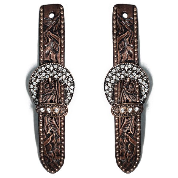 Correia De Espora Bordada Com Fivela de Strass Cristal - Master Selas
