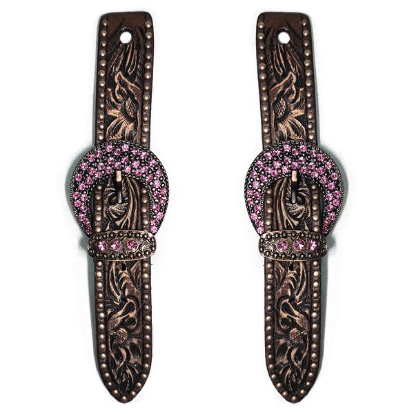 Correia De Espora Bordada Com Fivela de Strass Rosa - Master Selas