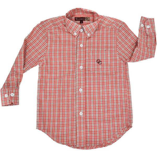 Camisa Cowboys Infantil Manga Longa Xadrez - Salmao - Branco - Preto - CAMINFML - XD01