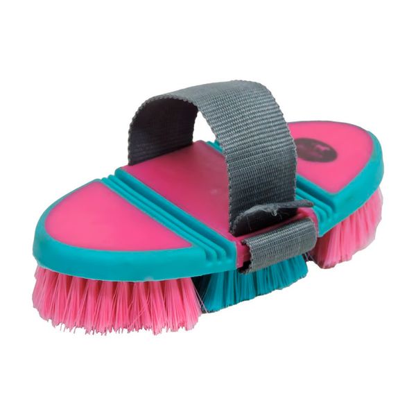 Escova Boots Horse Flexivel 18CM - Pink/Turquesa