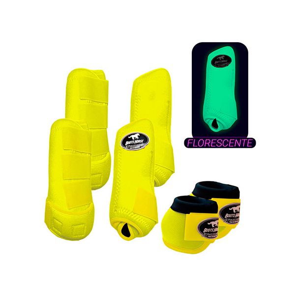 Kit Completo Boots Horse Boleteira Dianteira/Traseira e Cloche - Amarelo 01 FLUORESCENTE 