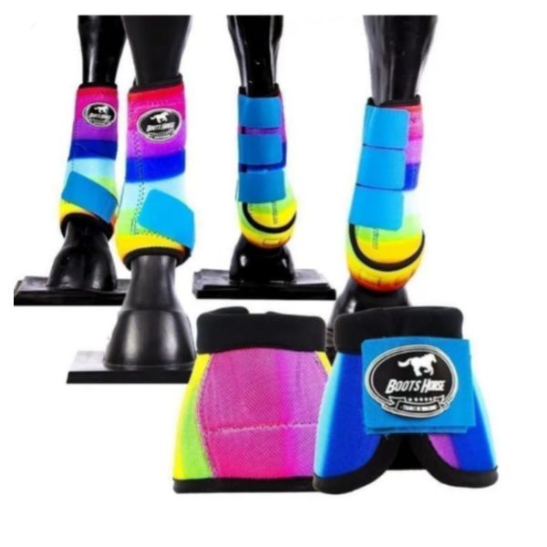 Kit Completo Boots Horse - Boleteira Dianteira/Traseira e cloche - Estampa 22/Turquesa