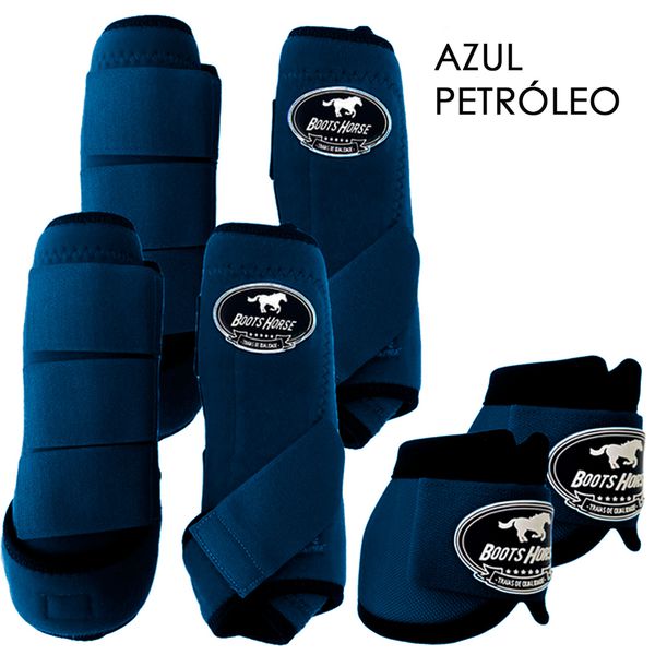 Kit Completo Boots Horse - Boleteira Dianteira/Traseira e cloche - Azul Petroleo