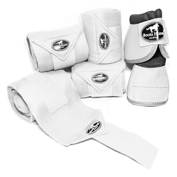 Kit Jogo de 04 Ligas com 01 Par de Cloche - Branco - Boots Horse 
