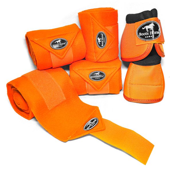 Kit Jogo de 04 Ligas com 01 Par de Cloche - Laranja - Boots Horse 