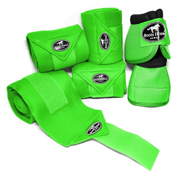 Kit Jogo de 04 Ligas com 01 Par de Cloche - Verde Limão - Boots Horse 