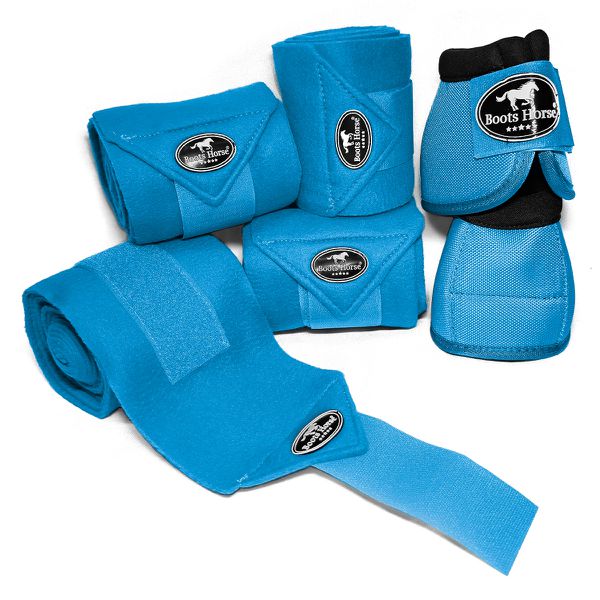 Kit Jogo de 04 Ligas com 01 Par de Cloche - Azul Turquesa - Boots Horse 