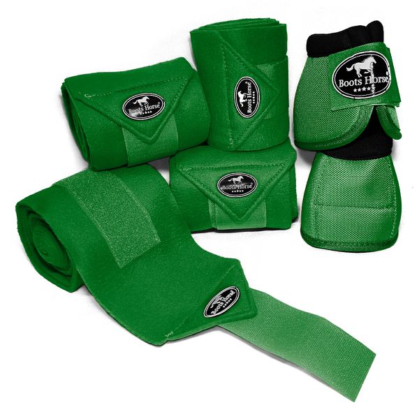 Kit Jogo de 04 Ligas com 01 Par de Cloche - Verde Bandeira - Boots Horse 