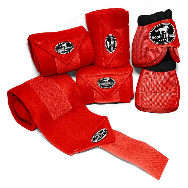 Kit Jogo de 04 Ligas com 01 Par de Cloche - Vermelho - Boots Horse 
