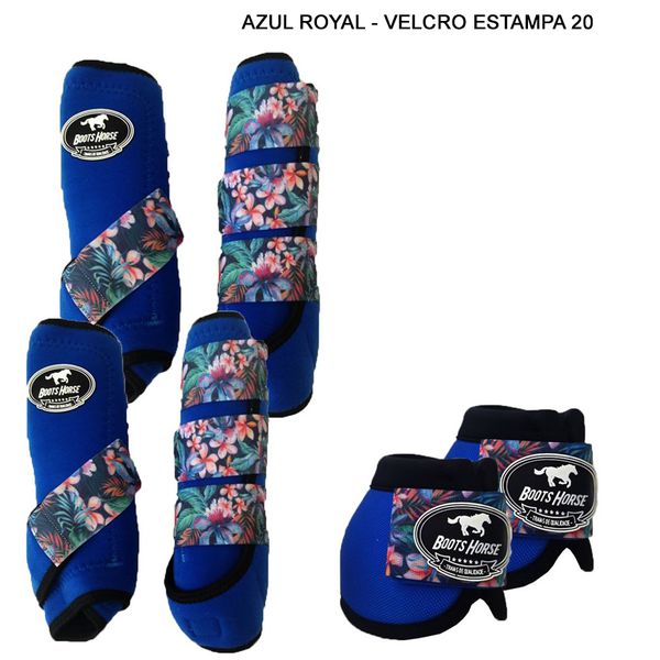 Kit Completo Boots Horse Color Cloche e Boleteira Dianteira e Traseira - Azul Royal/Estampa 20