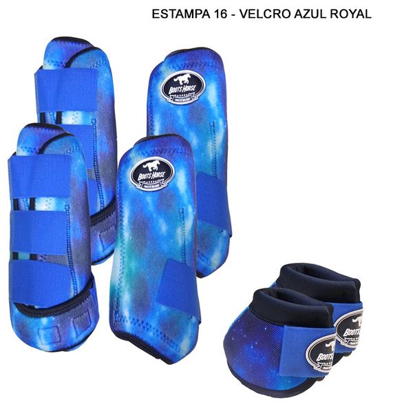 Kit Completo Boots Horse Color Cloche e Boleteira Dianteira e Traseira - Estampa (Y) 16/Azul Royal