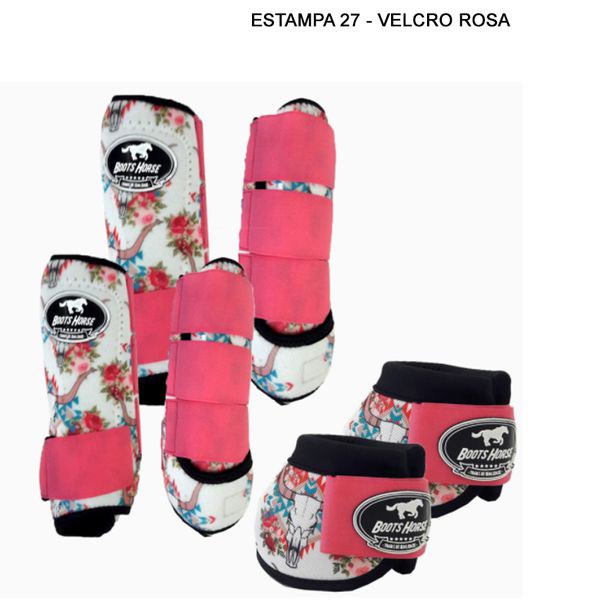 Kit Completo Boots Horse - Boleteira Dianteira/Traseira e cloche - Estampa 27/Rosa