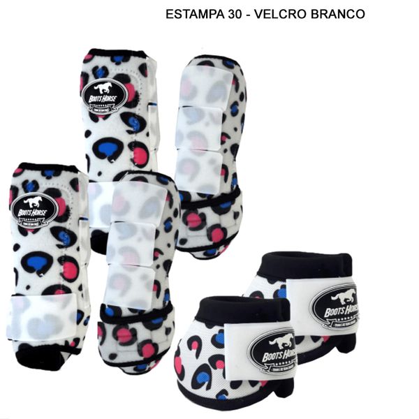 Kit Completo Boots Horse - Boleteira Dianteira/Traseira e cloche - Estampa 30/Branco