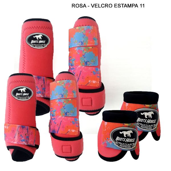 Kit Completo Boots Horse - Boleteira Dianteira/Traseira e cloche - Rosa/Estampa 11