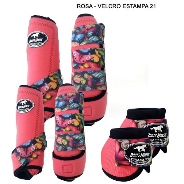 Kit Completo Boots Horse - Boleteira Dianteira/Traseira e cloche - Rosa/Estampa 21