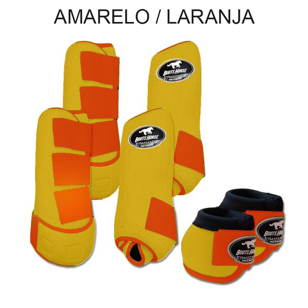 Kit Completo Boots Horse - Boleteira Dianteira/Traseira e cloche - Amarelo/Laranja