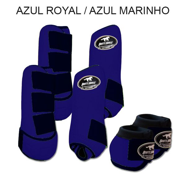 Kit Completo Boots Horse - Boleteira Dianteira/Traseira e cloche - Azul Royal/Azul Marinho
