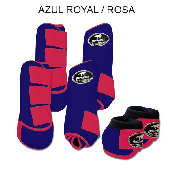 Kit Completo Boots Horse - Boleteira Dianteira/Traseira e cloche - Azul Royal/Rosa