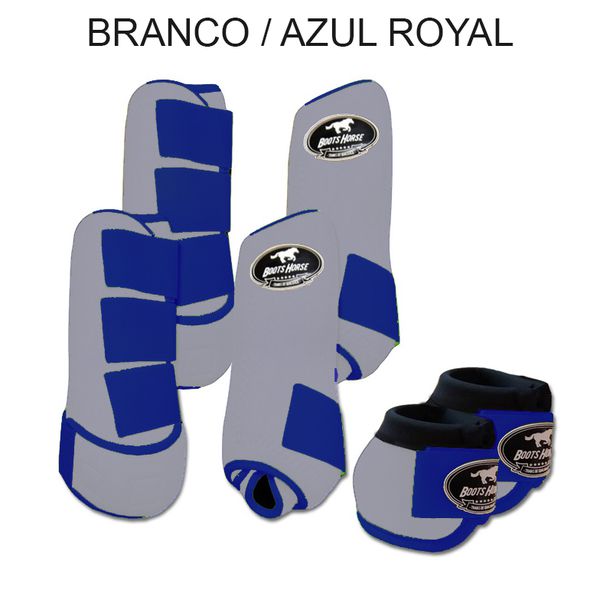 Kit Completo Boots Horse - Boleteira Dianteira/Traseira e cloche - Branco/Azul Royal