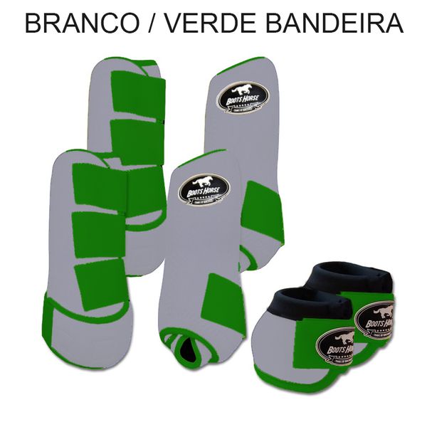 Kit Completo Boots Horse - Boleteira Dianteira/Traseira e cloche - Branco/VERDE BANDEIRA