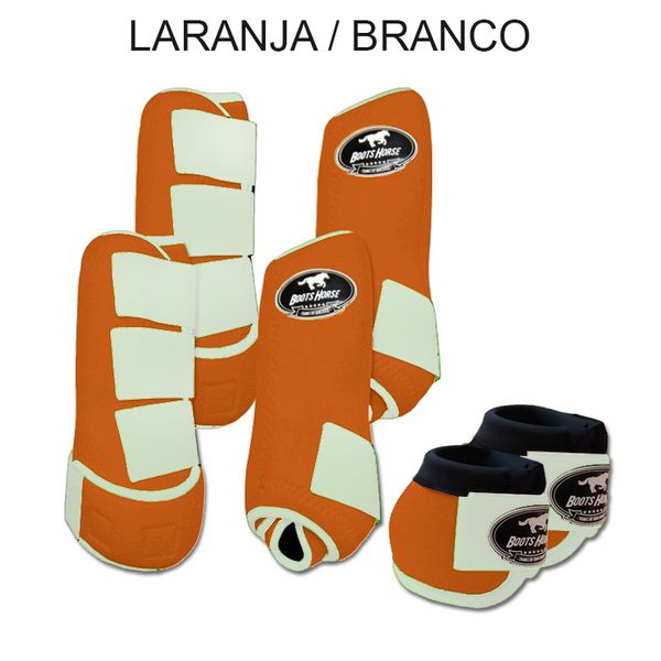 Kit Completo Boots Horse - Boleteira Dianteira/Traseira e cloche - LARANJA/BRANCO