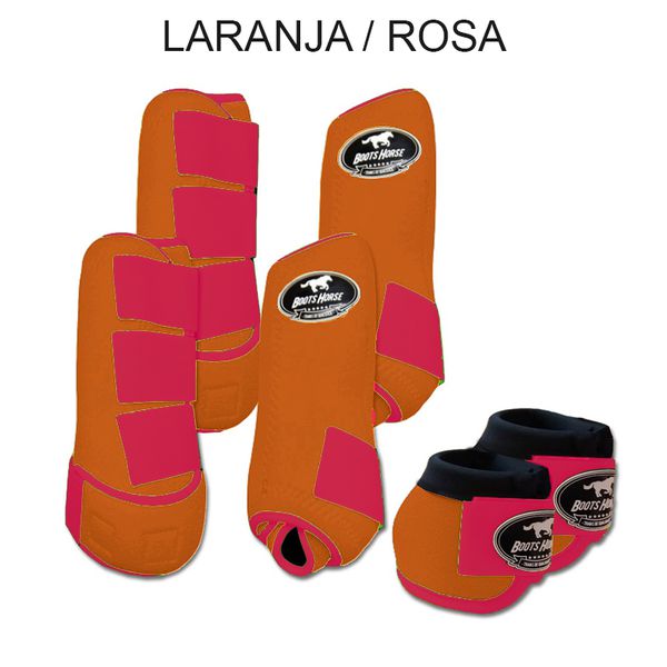 Kit Completo Boots Horse - Boleteira Dianteira/Traseira e cloche - LARANJA/ROSA