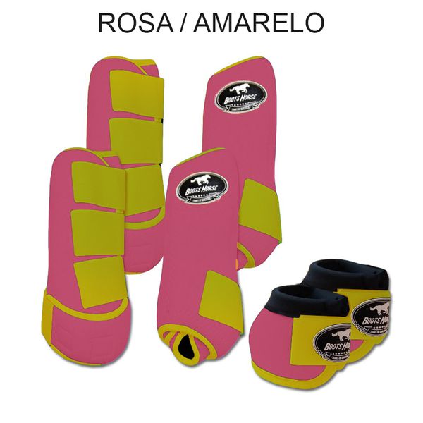 Kit Completo Boots Horse - Boleteira Dianteira/Traseira e cloche - ROSA/AMARELO