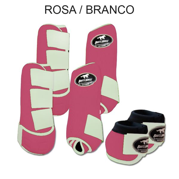 Kit Completo Boots Horse - Boleteira Dianteira/Traseira e cloche - ROSA/BRANCO