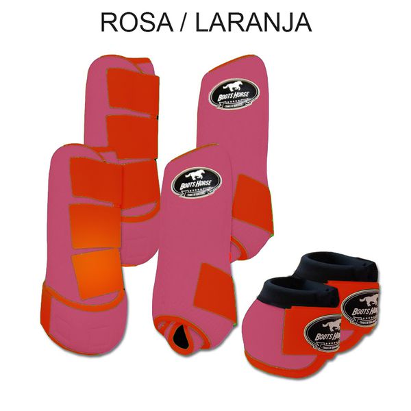 Kit Completo Boots Horse - Boleteira Dianteira/Traseira e cloche - ROSA/LARANJA