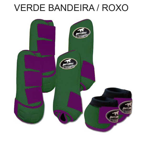 Kit Completo Boots Horse - Boleteira Dianteira/Traseira e cloche - VERDE BANDEIRA/ROXO