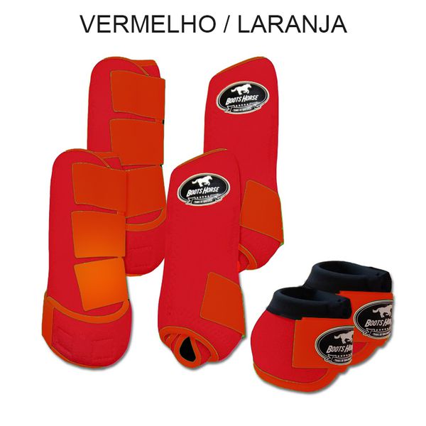 Kit Completo Boots Horse - Boleteira Dianteira/Traseira e cloche - VERMELHO/LARANJA