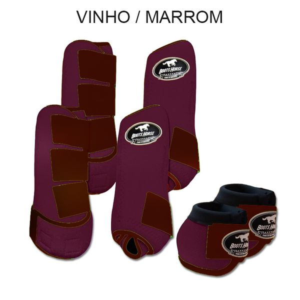Kit Completo Boots Horse - Boleteira Dianteira/Traseira e cloche - VINHO/MARROM