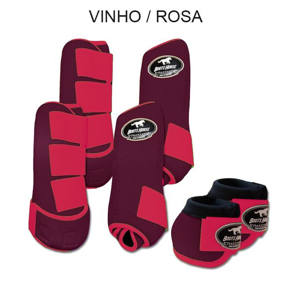 Kit Completo Boots Horse - Boleteira Dianteira/Traseira e cloche - VINHO/ROSA