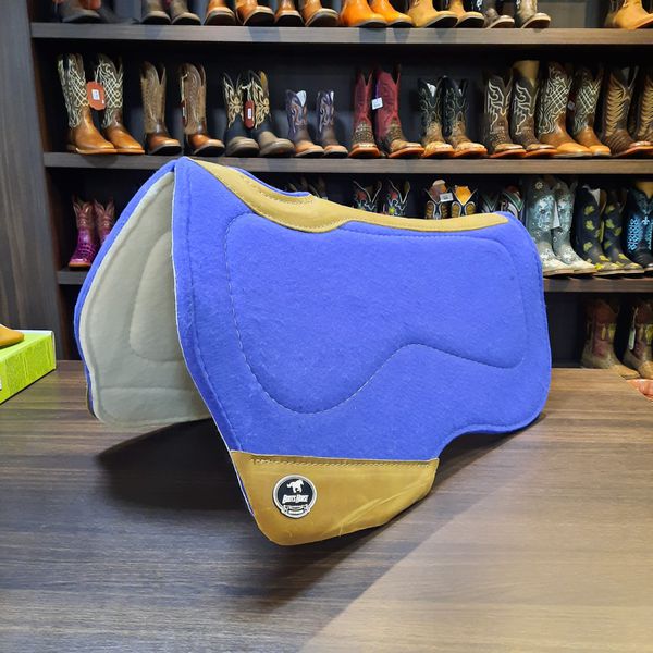 Manta Boots Horse Flex Chip Tambor Redonda Feltro - Azul Royal e Caramelo