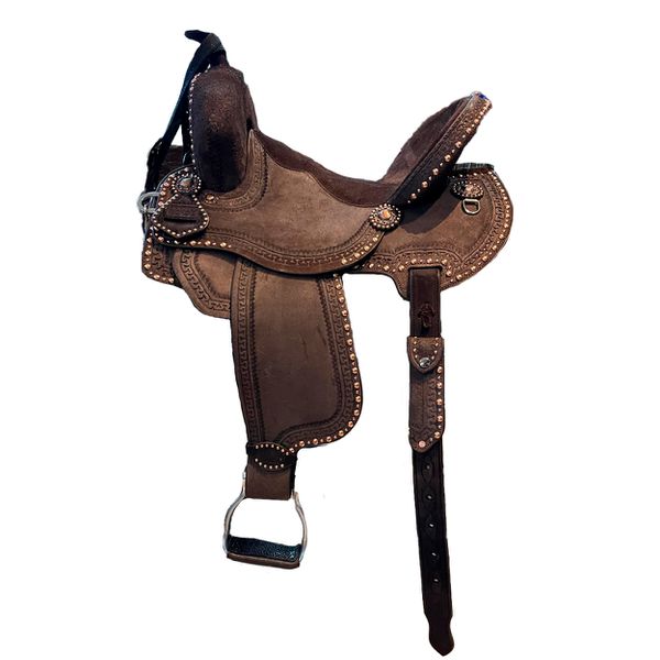SELA FORMA PROTEC HORSE COURO MARROM TACHA CRAVINHO COBRE ACENTO CAFÉ