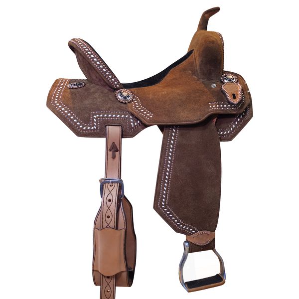 Sela Protec Horse Oficial Neoprene Marrom -Com Barrigueira Traseira - Cravejado Duplo e Tenteada