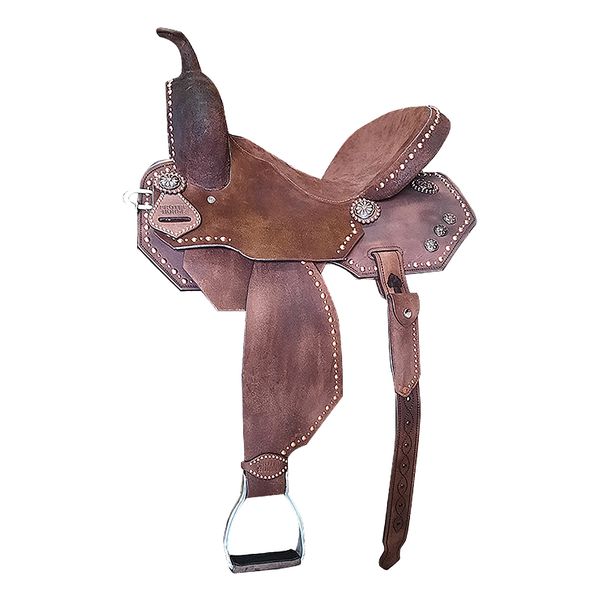 SELA FORMA PROTEC HORSE COURO MARROM - CRAVINHOS/TACHAS/ABA RECORTADA