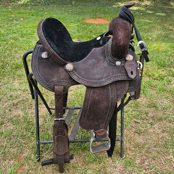 Sela Tambor Oficial Protec Horse Couro Café Aba Lixada Assento Preto Modelo Elite #3752