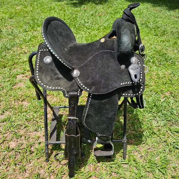 Sela Tambor Oficial Protec Horse Neoprene Virado Preto Tenteado Branco Modelo Elite Com Barrigueira Traseira #XXXX