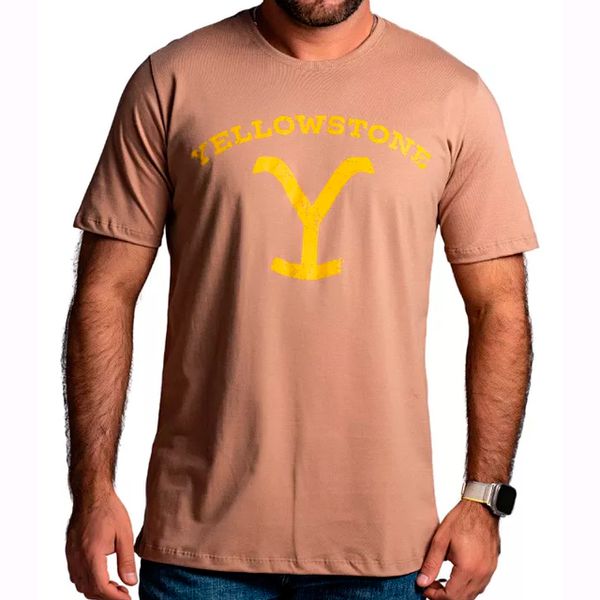 Camiseta Masculina Yellowstone - YE13 - Marrom Claro