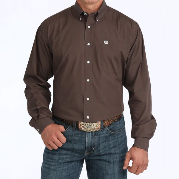 Camisa Masculina Classic Fit Western Manga Longa Marrom #MTW1104236 - Cinch