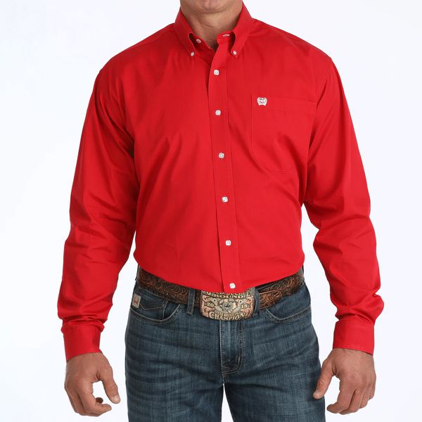 Camisa Masculina Classic Fit Western Manga Longa Vermelho #MTW1103313 - Cinch