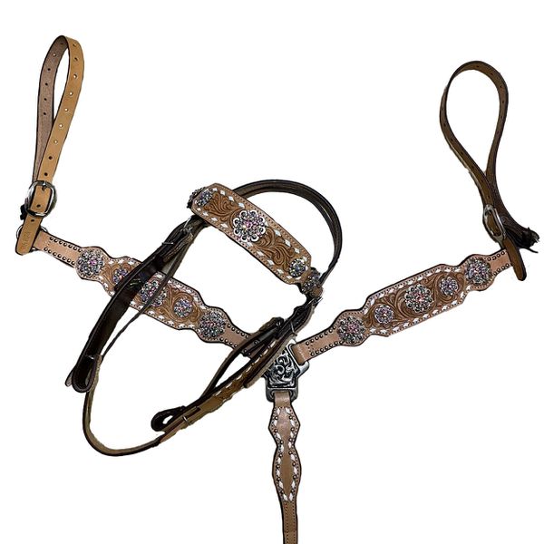 CONJUNTO DE CABEÇADA E PEITEIRA MASTER - MAGARIDA DE STRASS