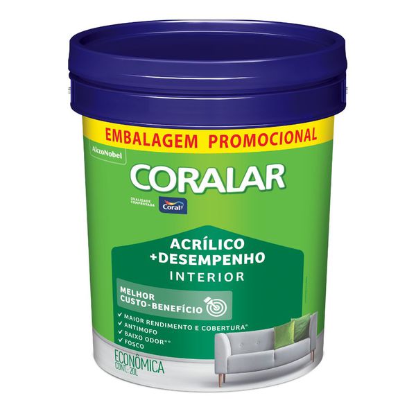Acrílico Fosco Coralar Branco - 20L