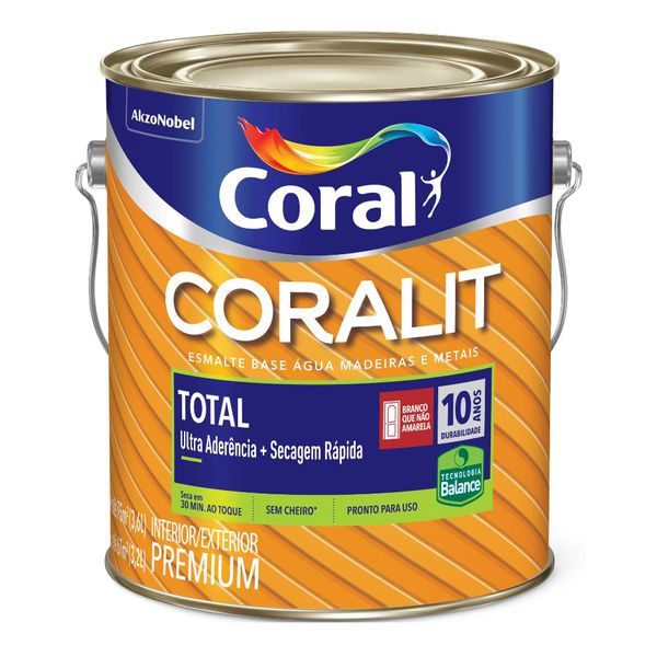 Esmalte Coralit Acetinado Base Água Branco - 3,6L
