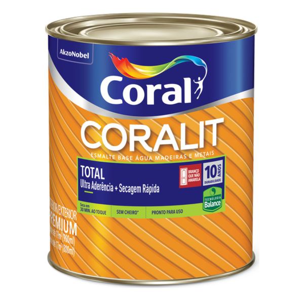 Esmalte Coralit Acetinado Base água Branco - 900ml